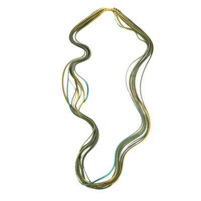 Green multicoloured pleat necklace by Alexandra Tsoukala